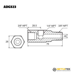 3/8" NPT 700 Bar Hidrolik TEE