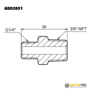 ADO2031 G1/2"-3/8" NPT 700 Bar Nipel