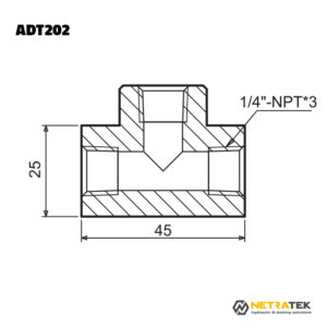 3/8" NPT 700 Bar Hidrolik TEE