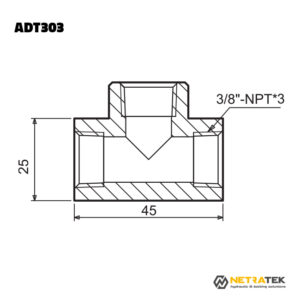 3/8" NPT 700 Bar Hidrolik TEE